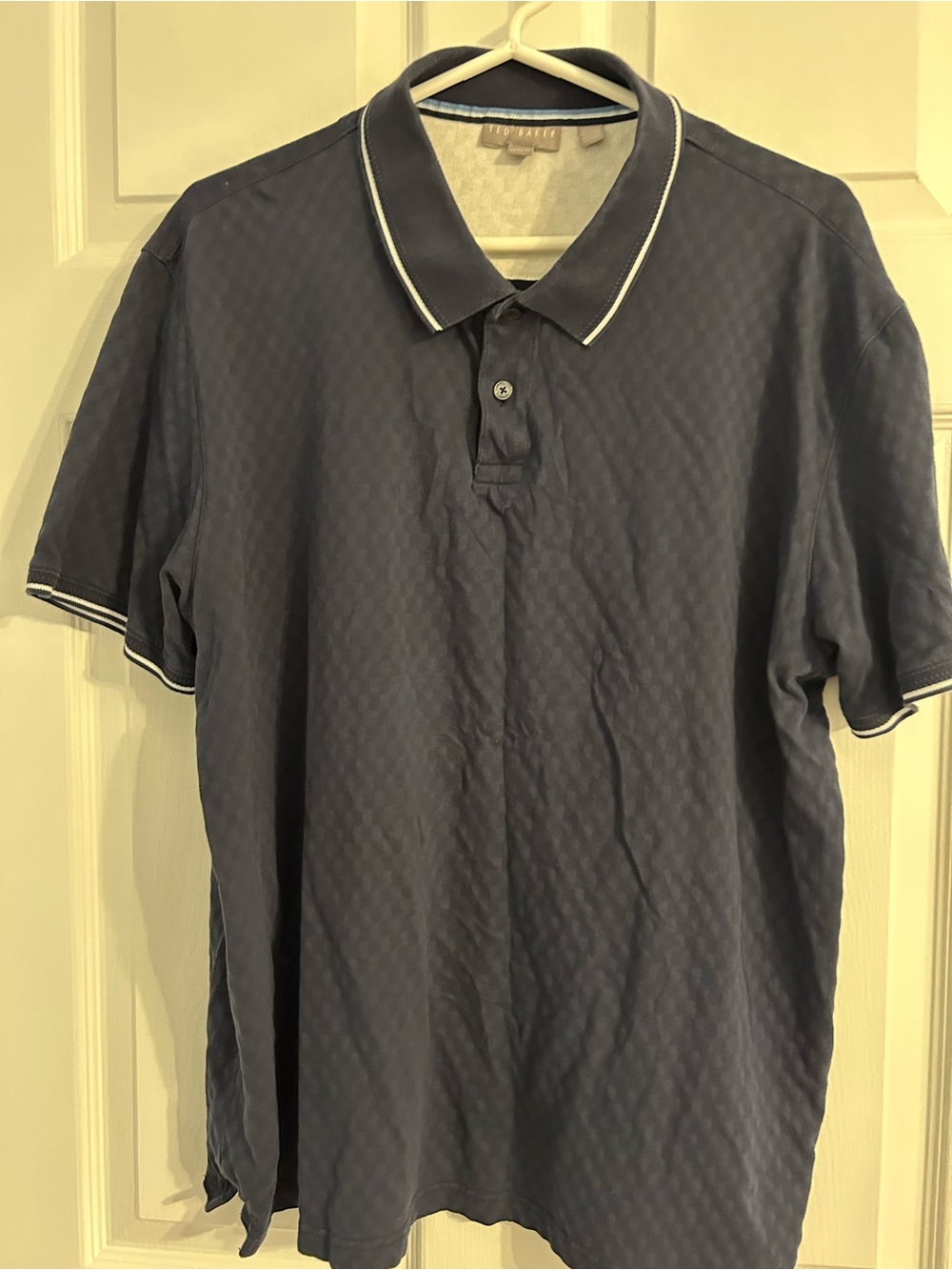 Ted Baker Navy Polo with White Contrast Piping